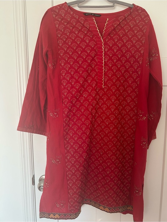 Beechyree Dresses & Skirts - Beechtree, red, khaddar, Embroidered women’s Kurta with trouser.